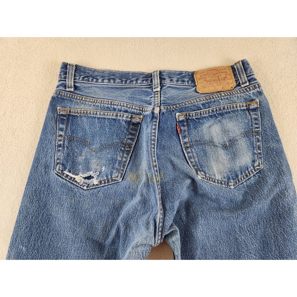 90s 501 Buttonfly Levis Jeans Tag Size 34 x 33 Distressed Grunge USA Made - Picture 8 of 12